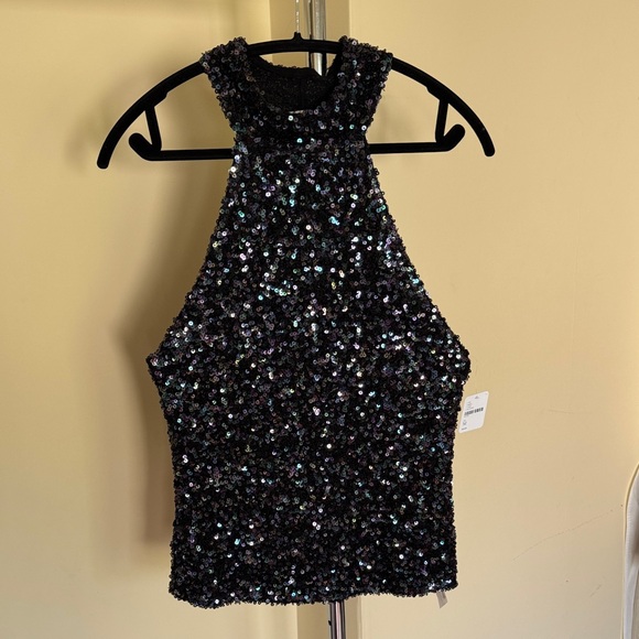 Free People Sequin Halter Top- new with tags - Picture 1 of 4
